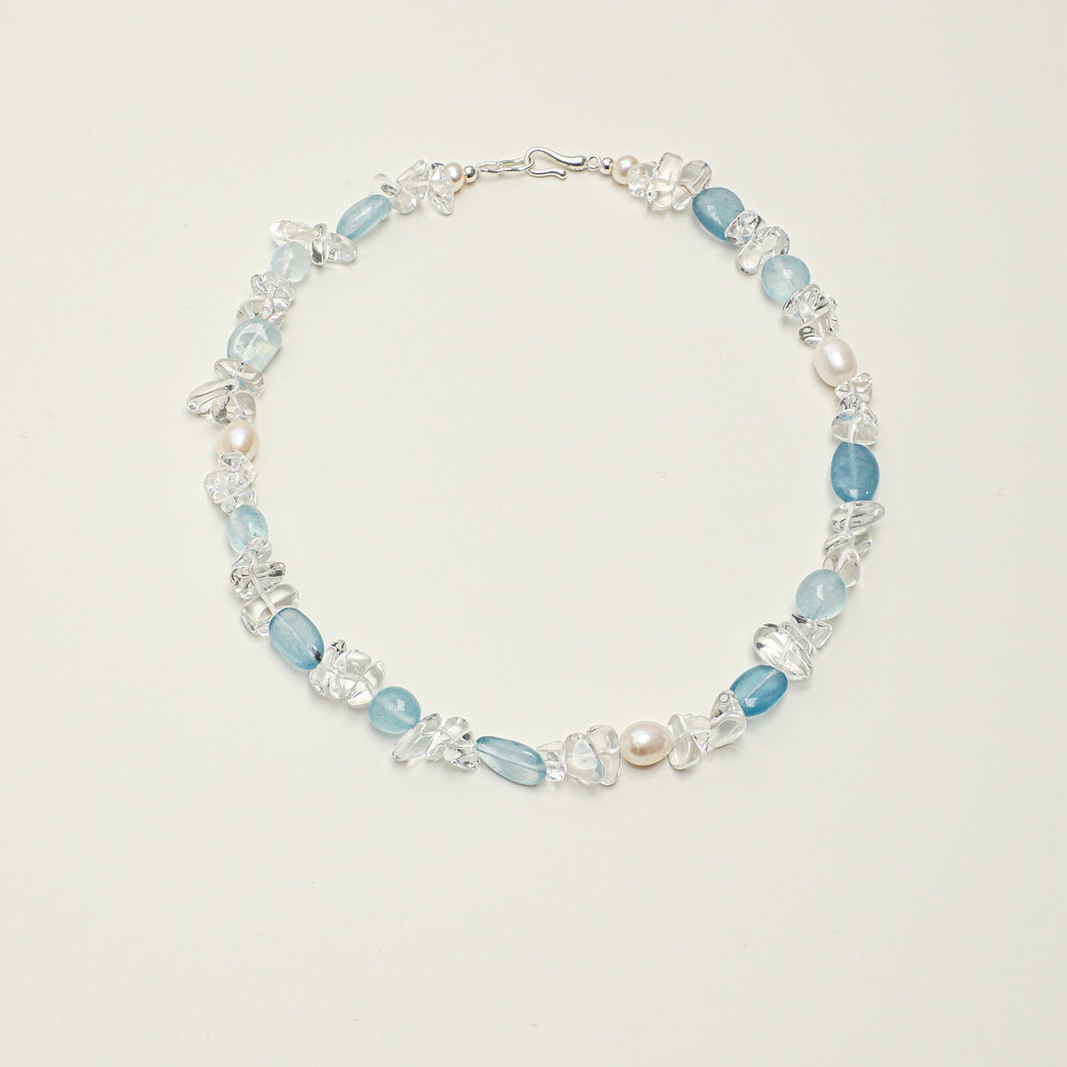 Aquamarine, Clear Quartz & Freshwater Pearl Necklace