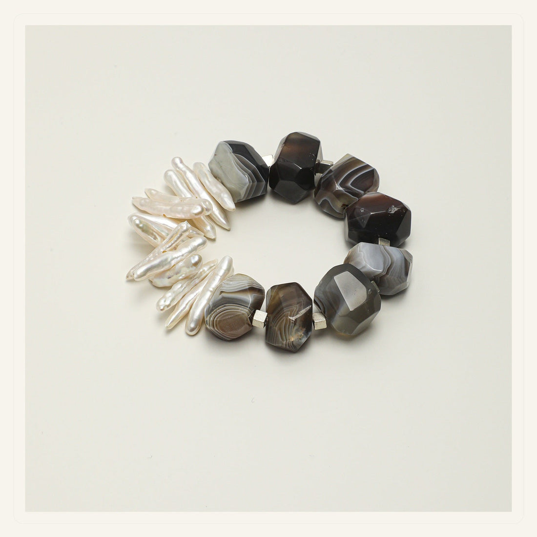 Agate and baroque pearl bracelet for the jewellery gift guide