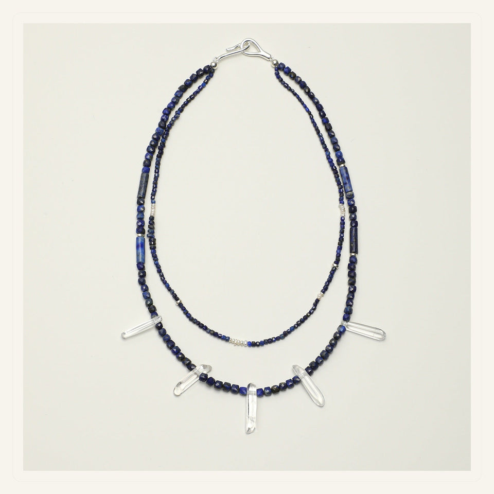 Indigo mist quartz and lapis necklace for the natural stone jewelry buying guide