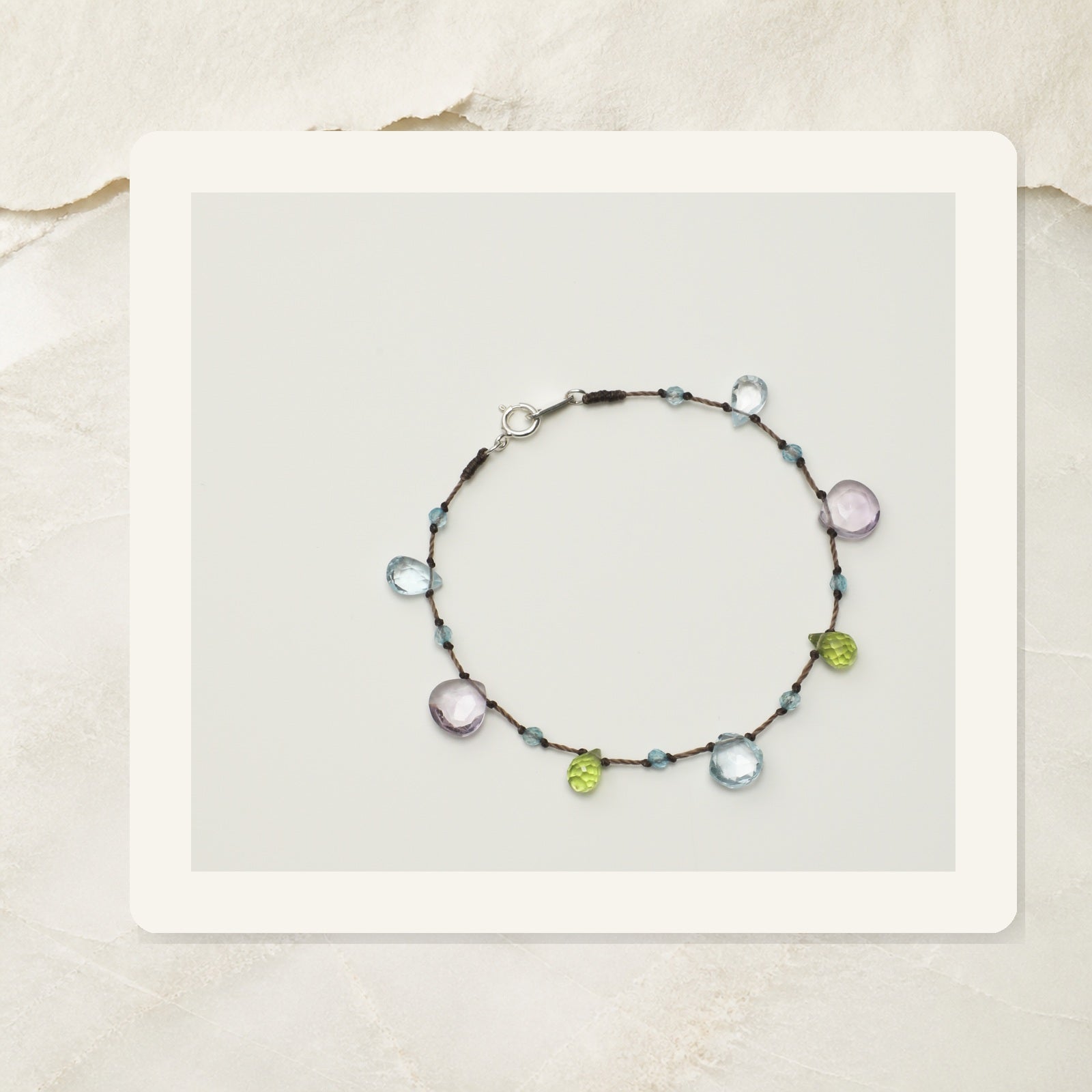 Topaz, ametrine and citrine bracelet illustrating crystal colour and jewellery choice