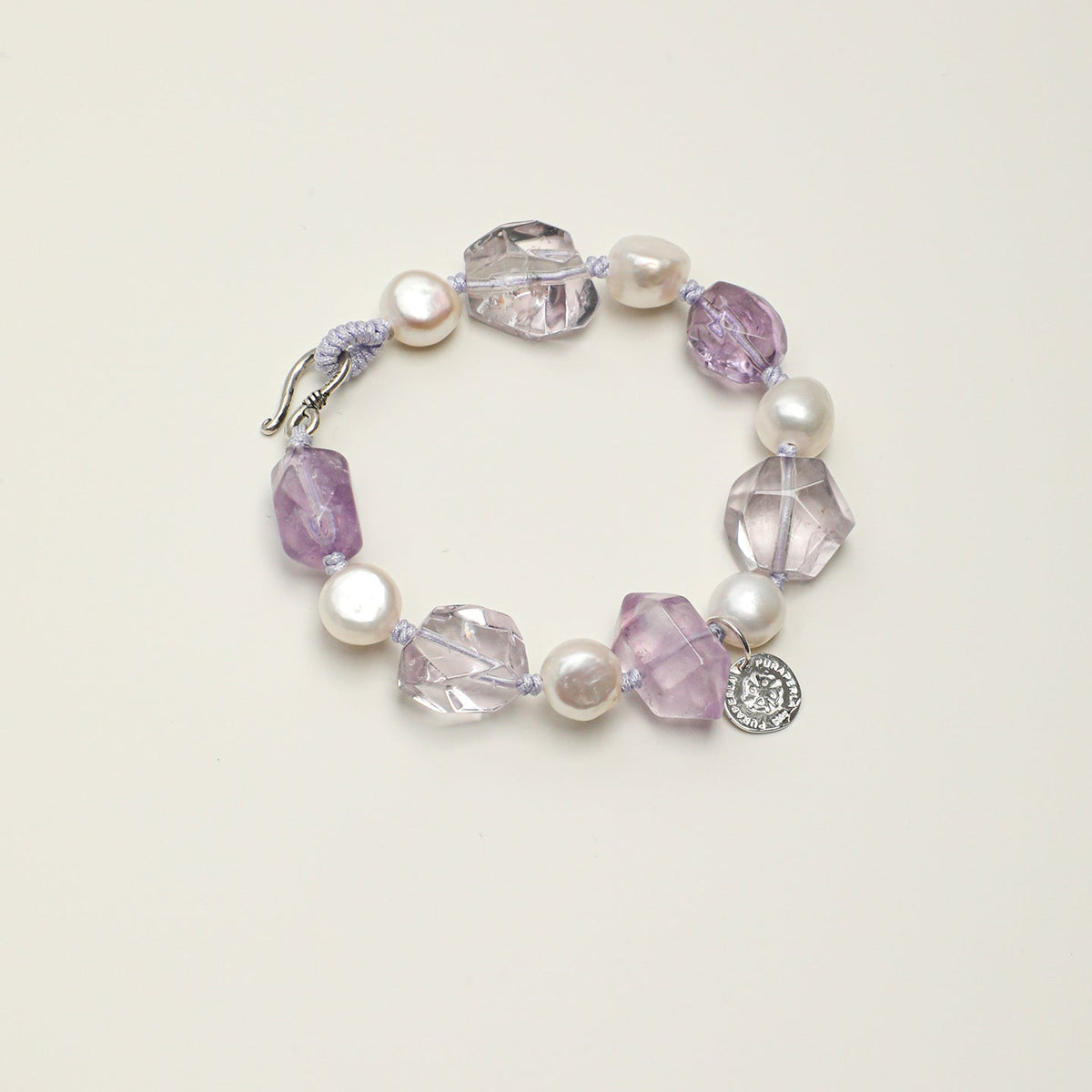 Amethyst and baroque pearl bracelet by Mineralyra