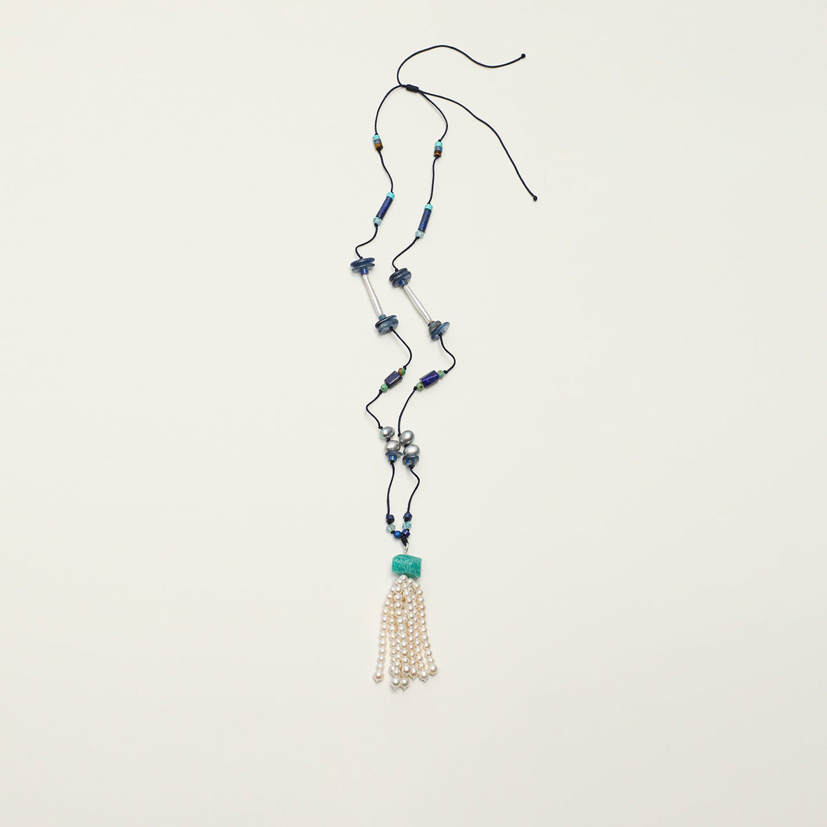Mineralyra topaz, amazonite and lapis lazuli gemstone necklace