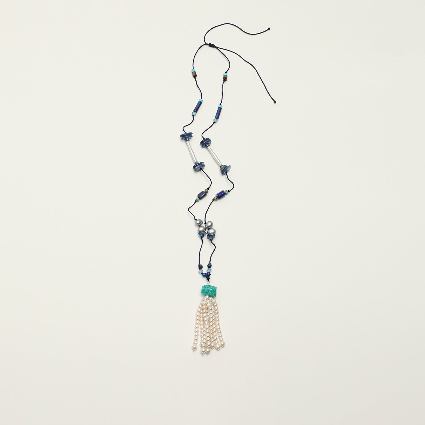 Mineralyra topaz, amazonite and lapis lazuli gemstone necklace