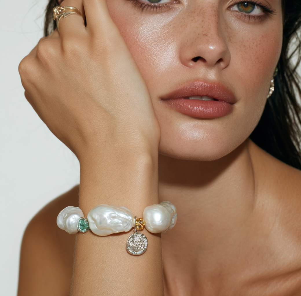 Baroque Pearl & Multicolour Gemstone Bracelet