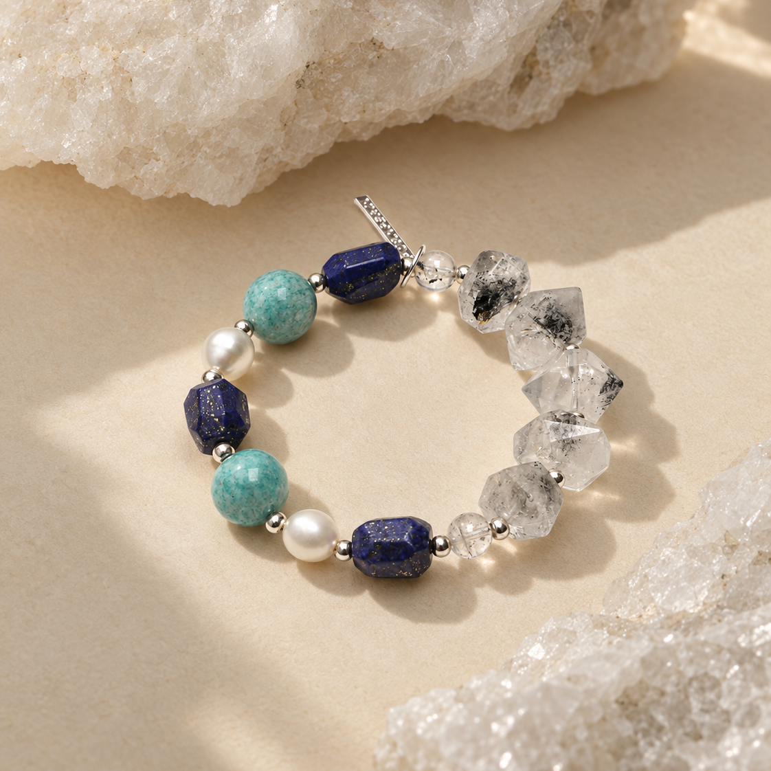 Lapis Lazuli & Amazonite Double-Point Bracelet