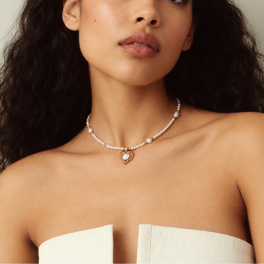 Mother-of-Pearl Heart Pendant Necklace – Pearl Strand or Sterling Silver Chain
