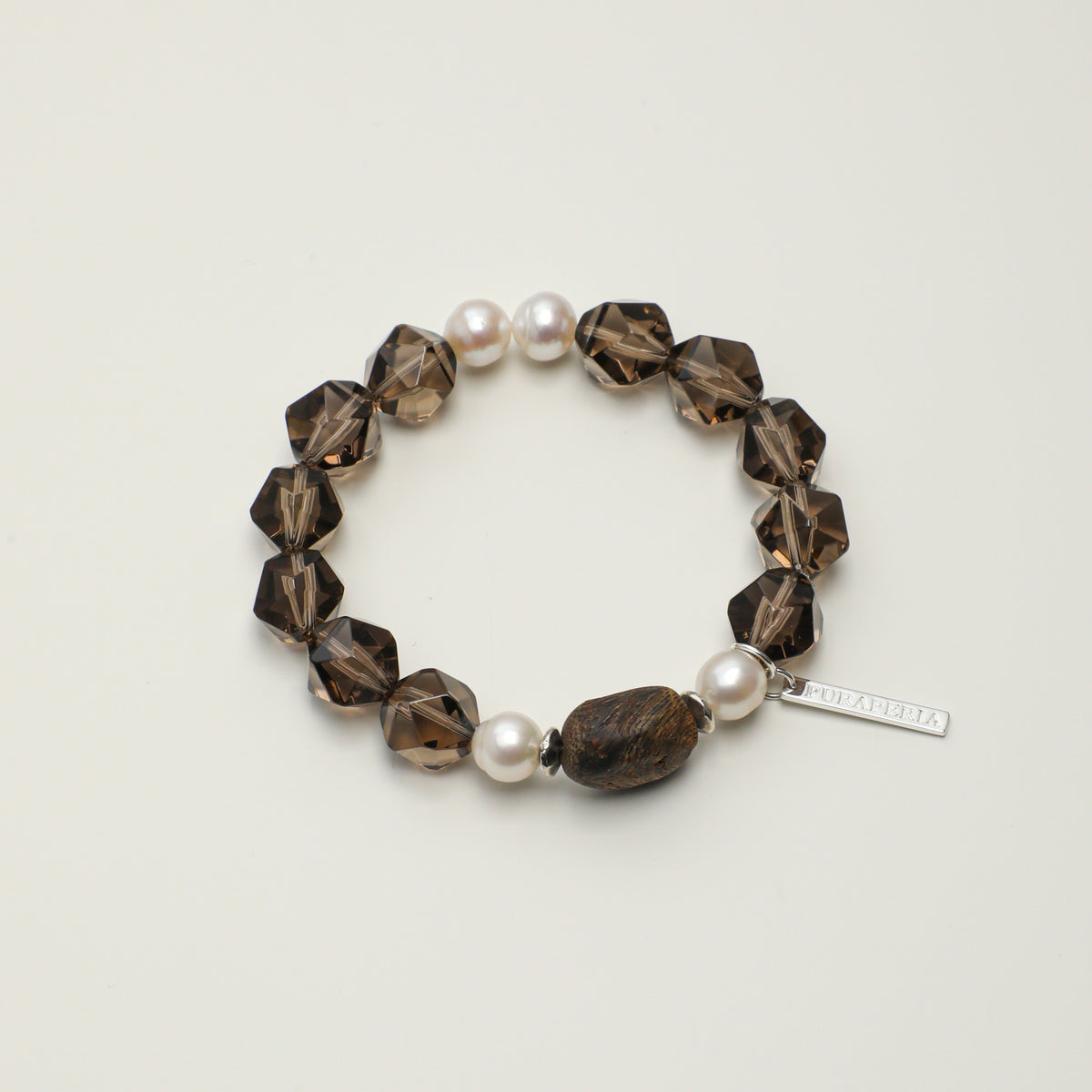 Agarwood & Freshwater Pearl Faceted Bracelet