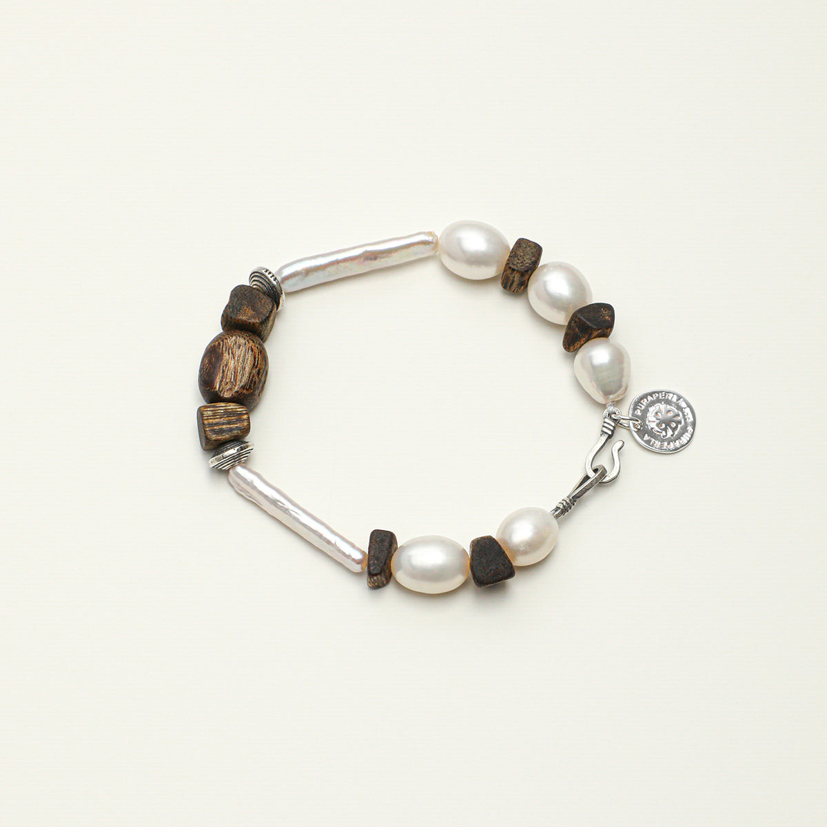 Agarwood & Freshwater Pearl Freeform Bracelet