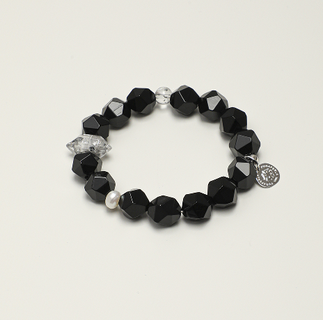 Agate & Black Rutilated Quartz Bracelet main product image