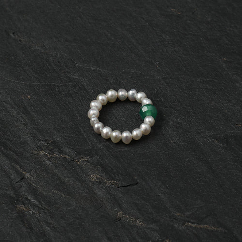 Wood Element Agate & Pearl Ring main product image