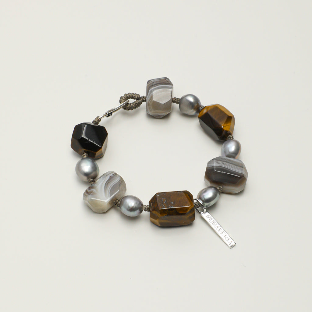 Agate, Tiger's Eye & Baroque Pearl Bracelet main product image