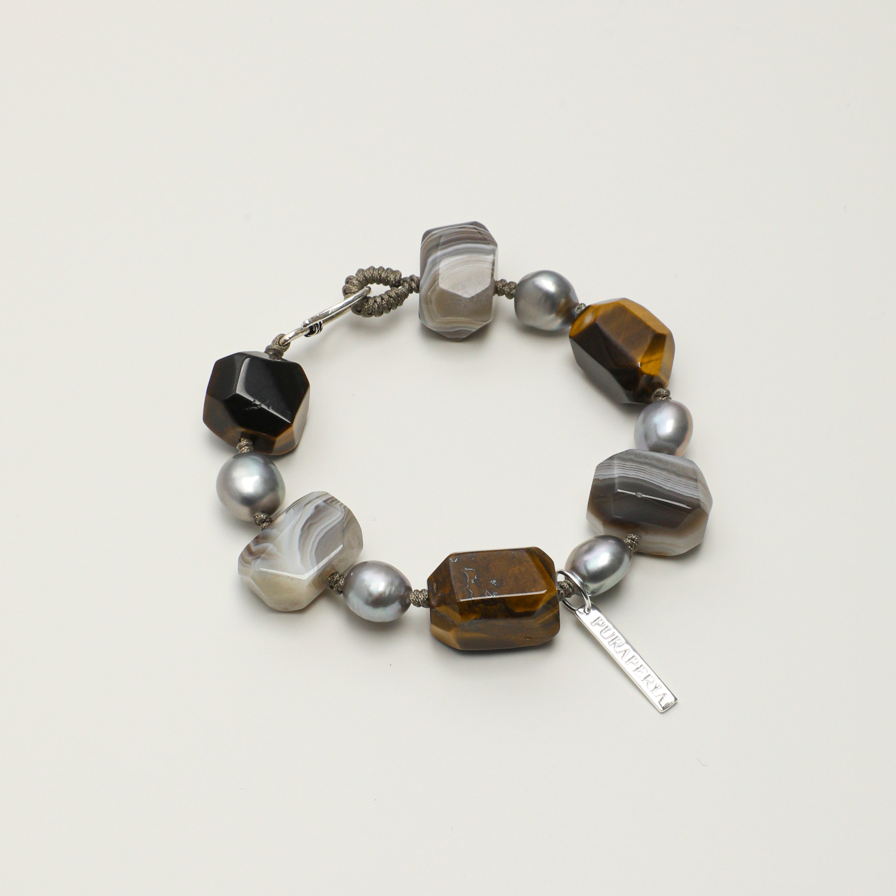 Agate Tiger's Eye Baroque Freshwater Pearl Bracelet PS2508281 main product image