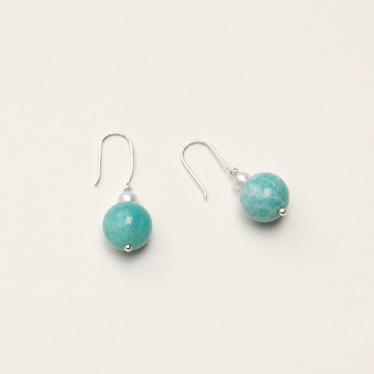 Amazonite & Freshwater Pearl Earrings alternate angle