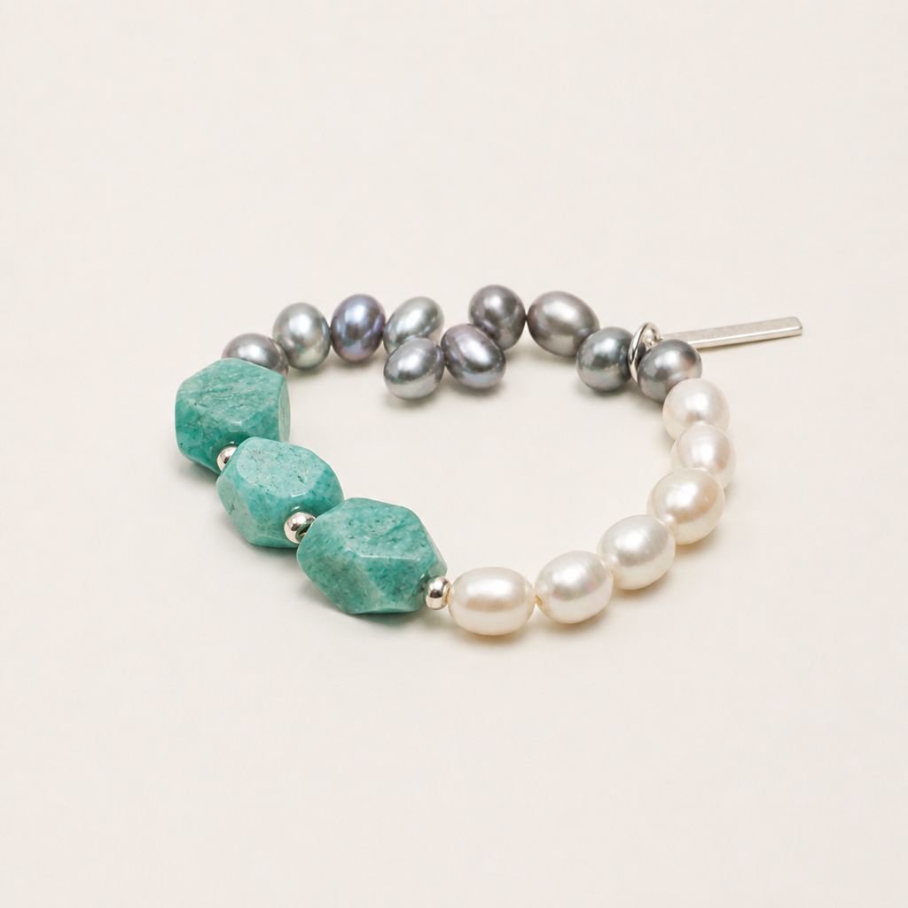 Amazonite & Grey Pearl Bracelet alternate angle