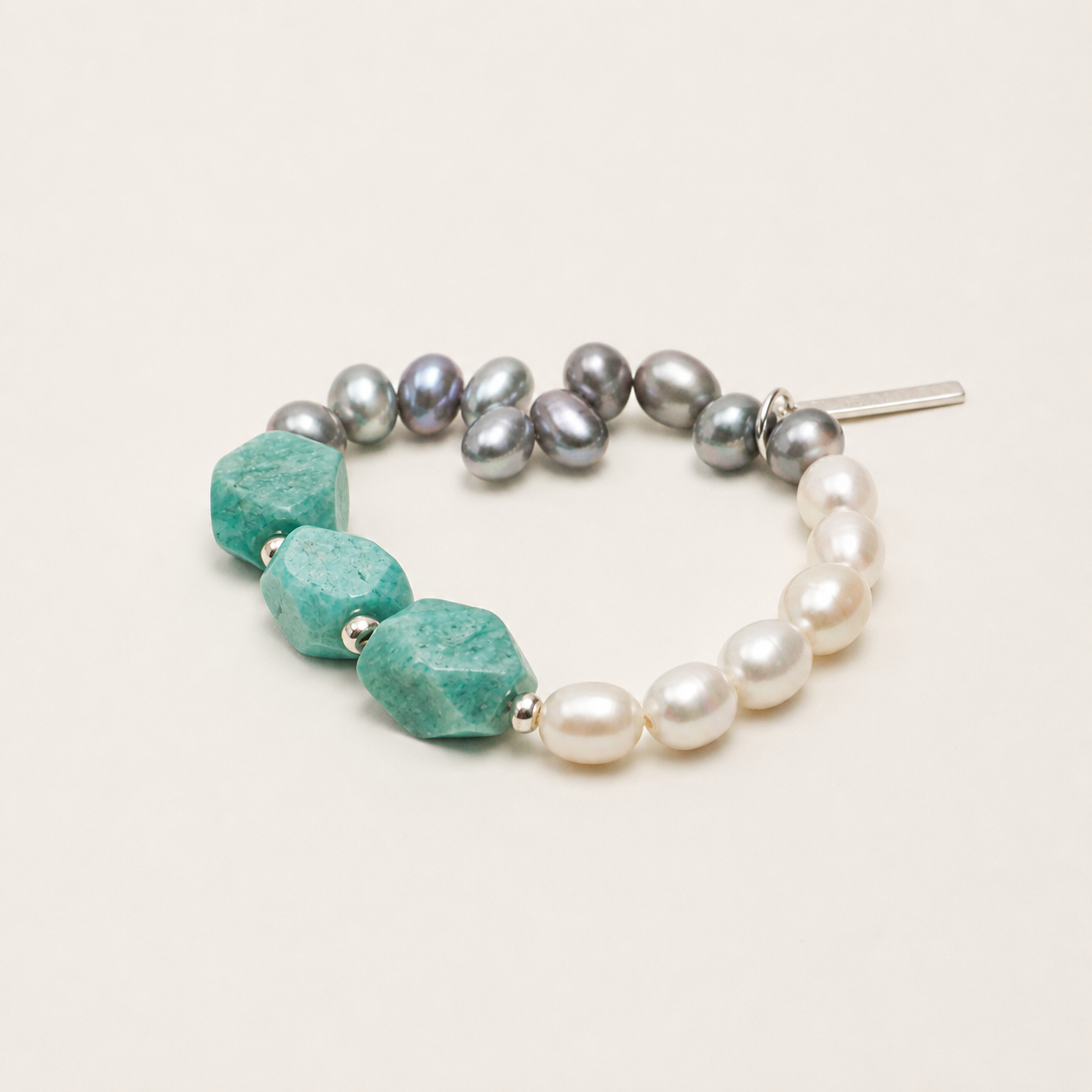 Amazonite & Grey Pearl Bracelet alternate angle