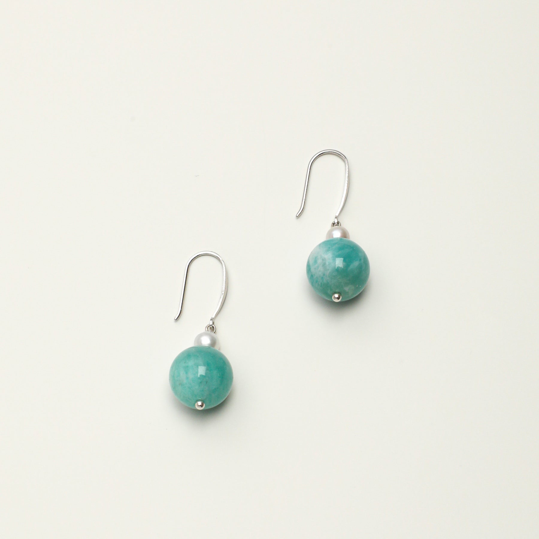 Amazonite & Freshwater Pearl Drop Earrings – Sterling Silver