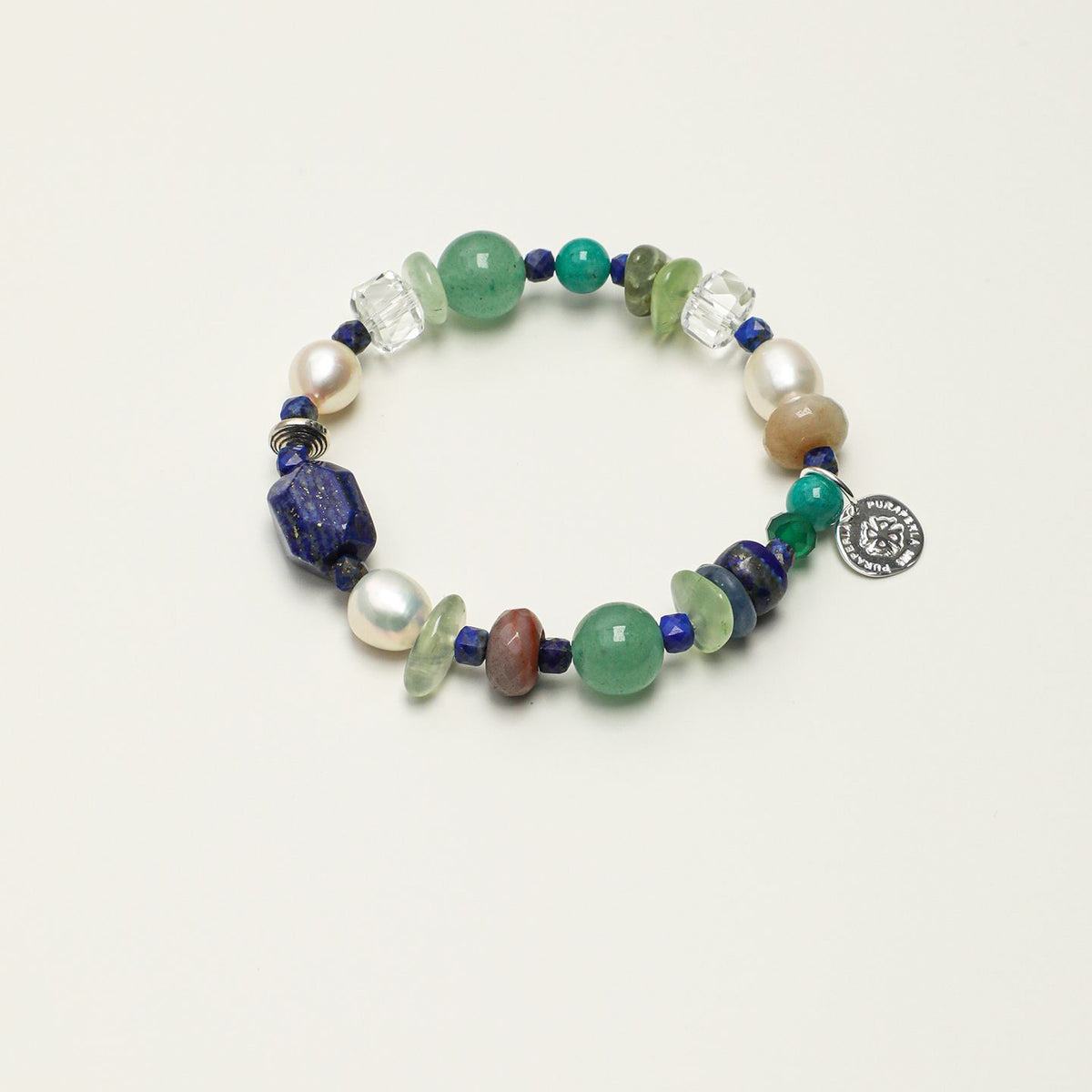 Blue & Green Gemstone & Pearl Bracelet | Lapis Lazuli, Amazonite & Quartz