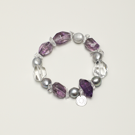 Amethyst, Clear Quartz Chip & Baroque Pearl Bracelet main product image