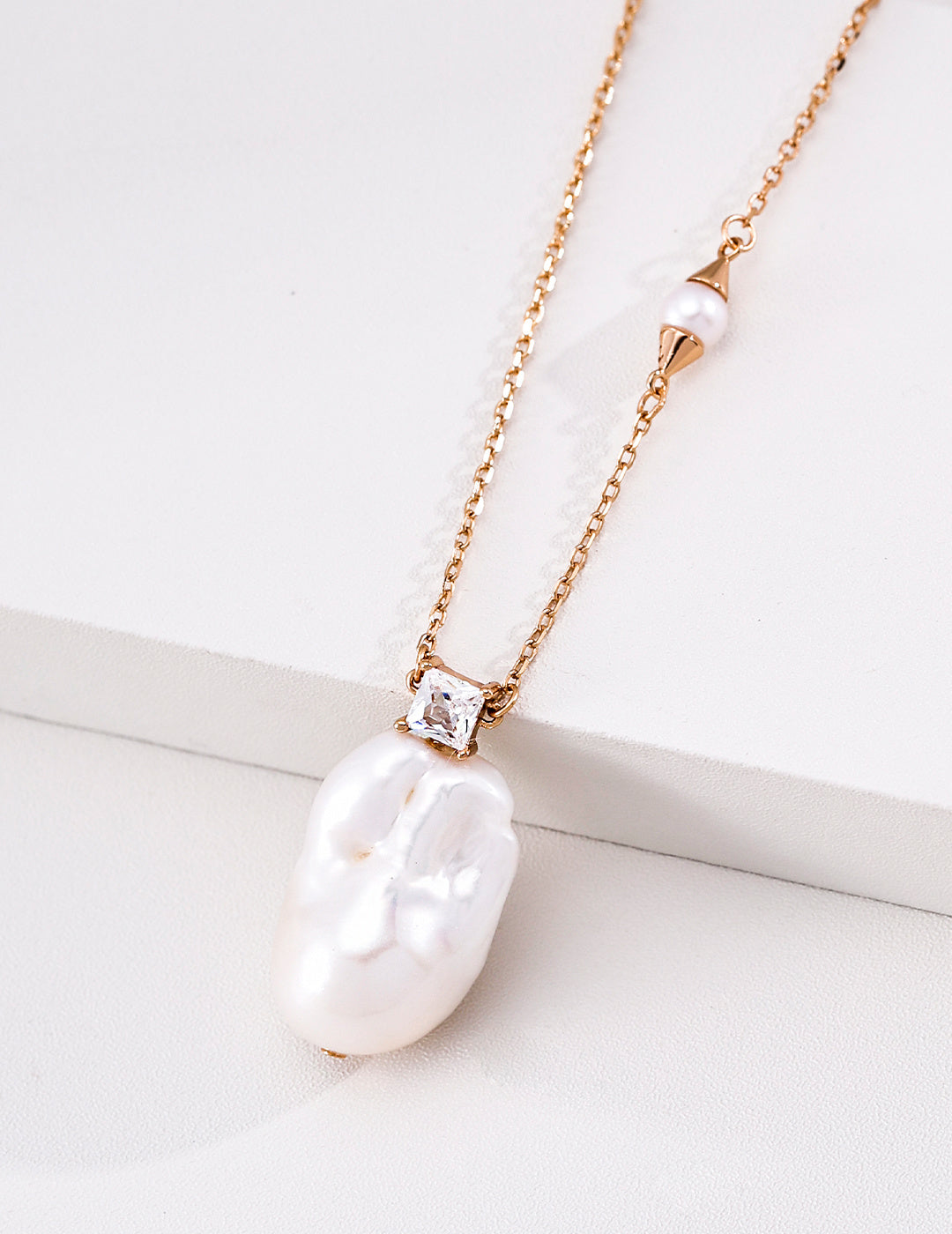Amethyst or Baroque Pearl Pendant Necklace — detail or styling view; other jewelry sold separately