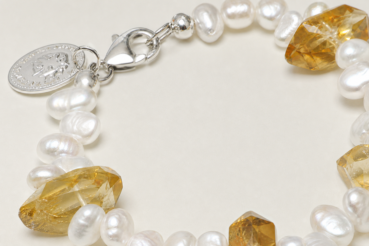 Baroque Pearl Bracelet natural materials and silver workmanship close-up