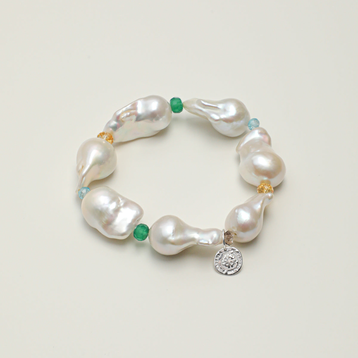 Baroque Pearl & Mixed Gemstone Bracelet - Large Pearls - product photograph