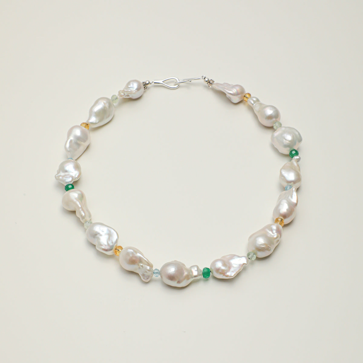 Baroque Pearl & Mixed Gemstone Necklace - Large Pearls - product photograph