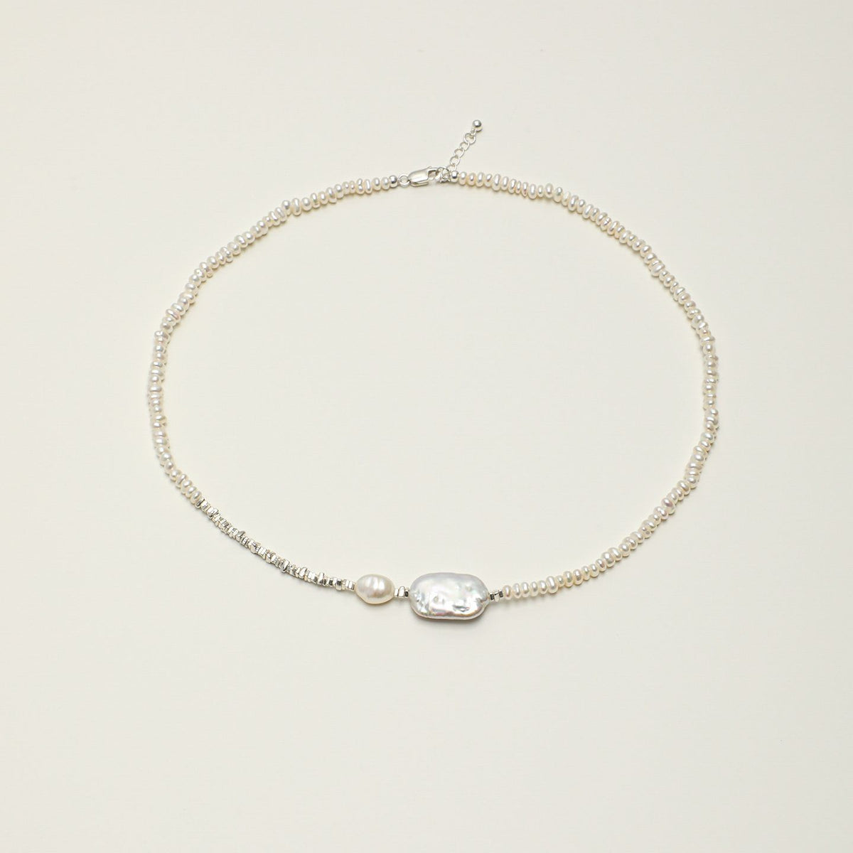 Baroque Pearl & Silver Fine Strand Necklace