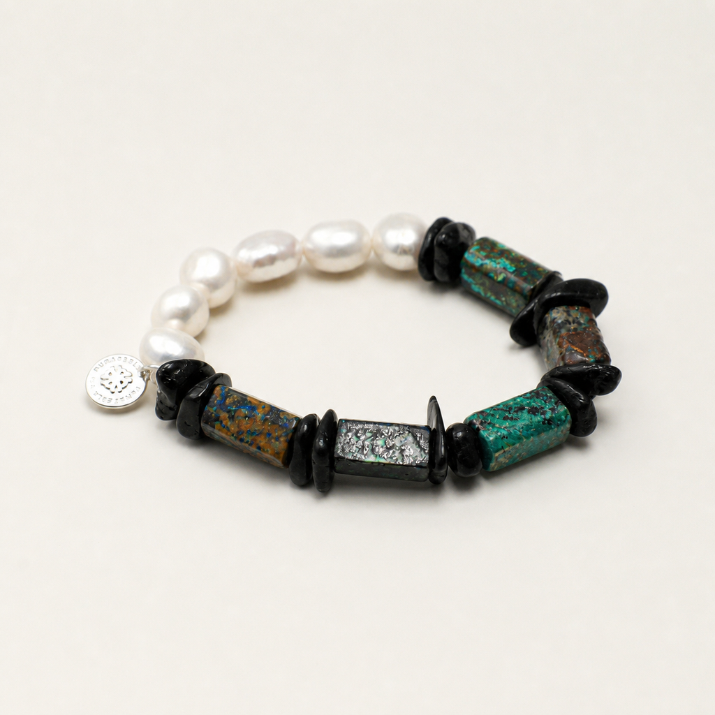 Black Tourmaline Bracelet alternate angle showing overall construction