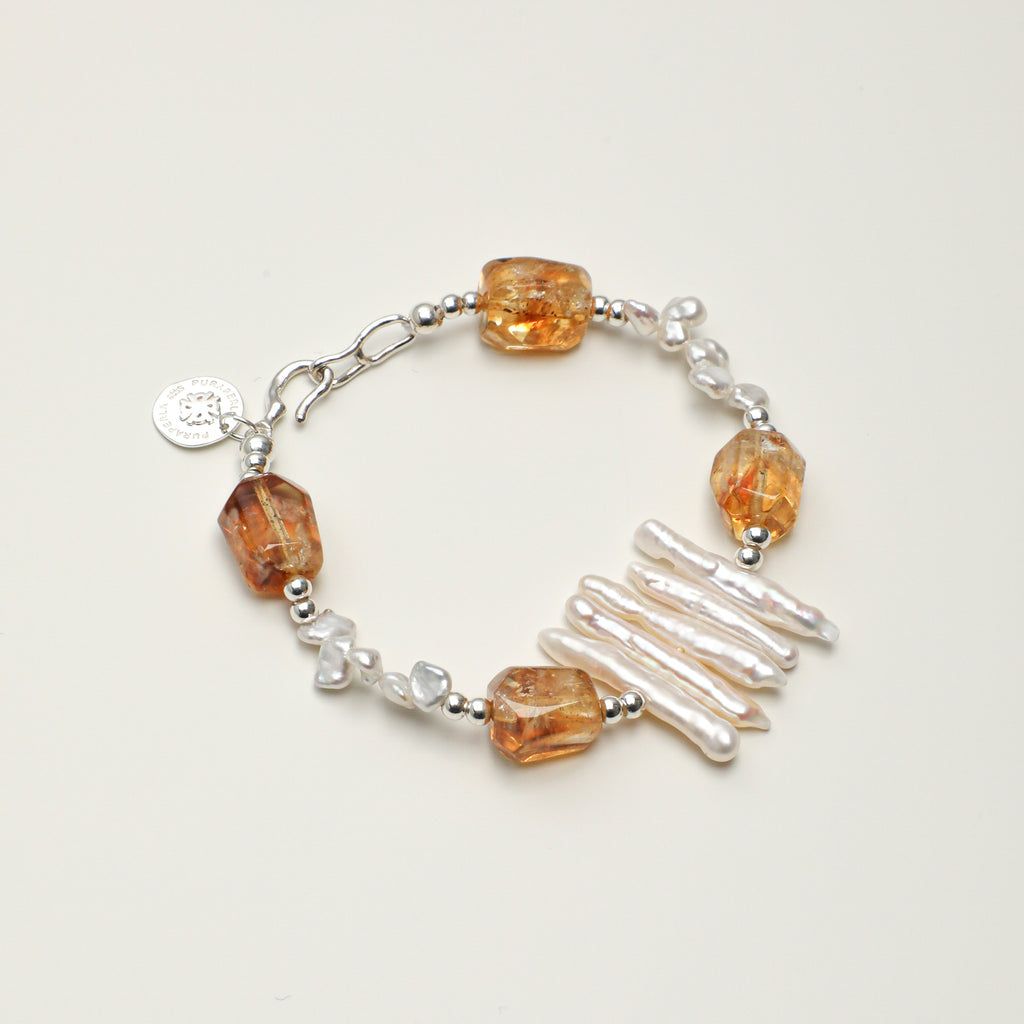 Citrine & Baroque Pearl Clasp Bracelet main product image