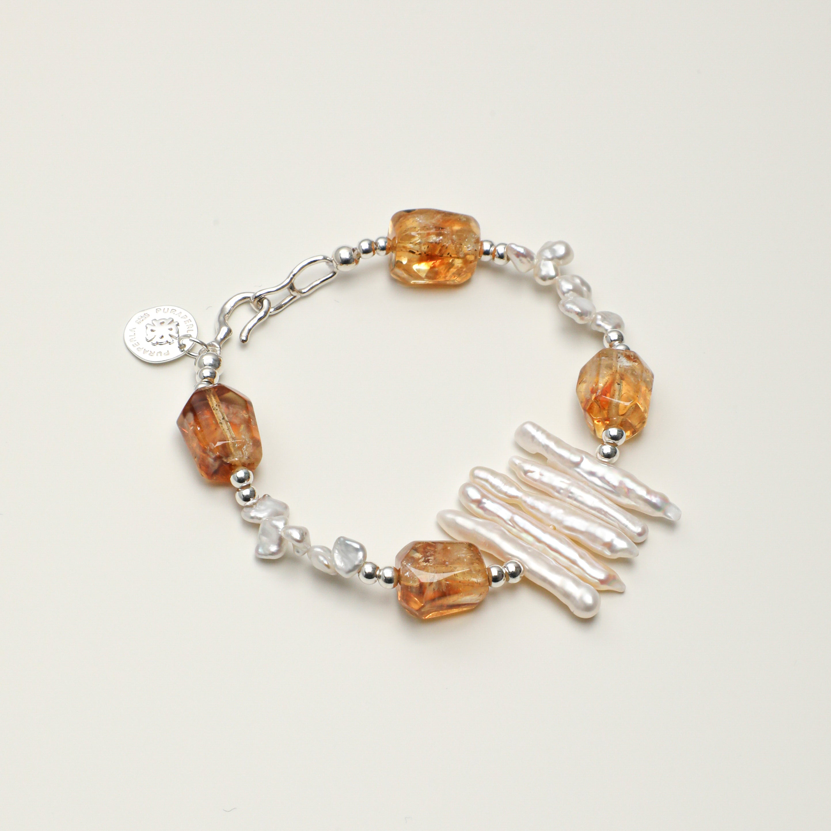 Citrine Baroque Freshwater Pearl Bracelet PS2508240 main product image