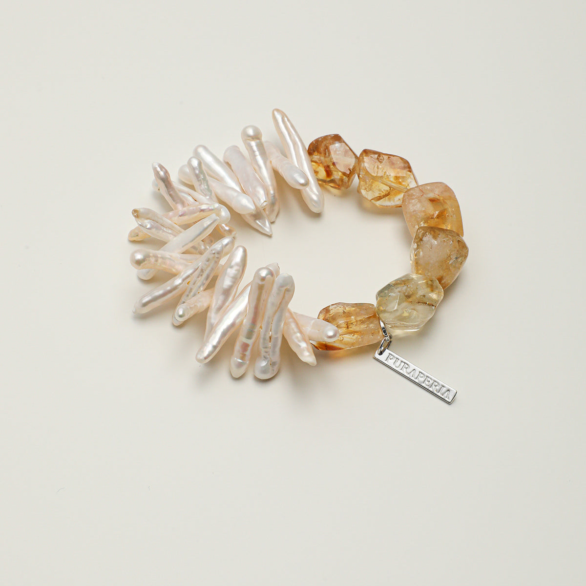 Freeform Citrine & Baroque Pearl Bracelet main product image