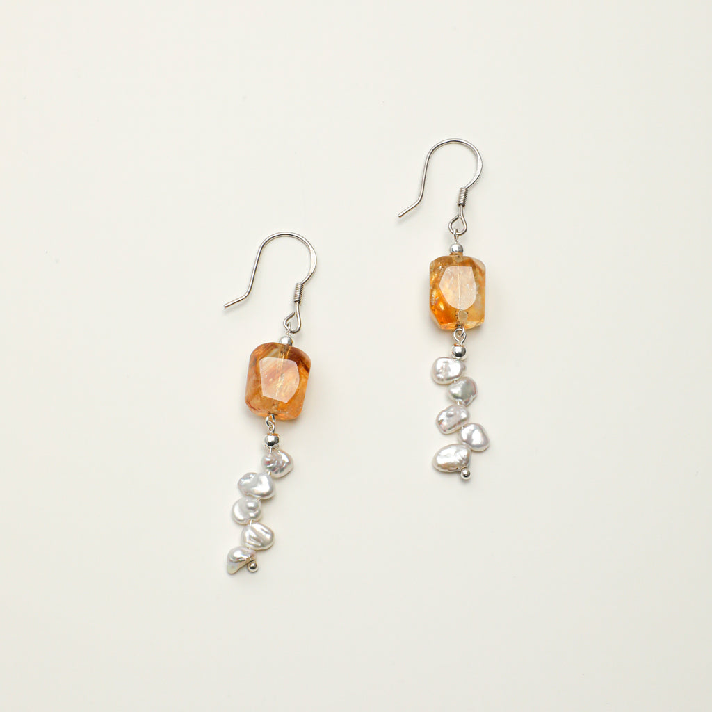 Citrine Baroque Freshwater Pearl Earrings main product image
