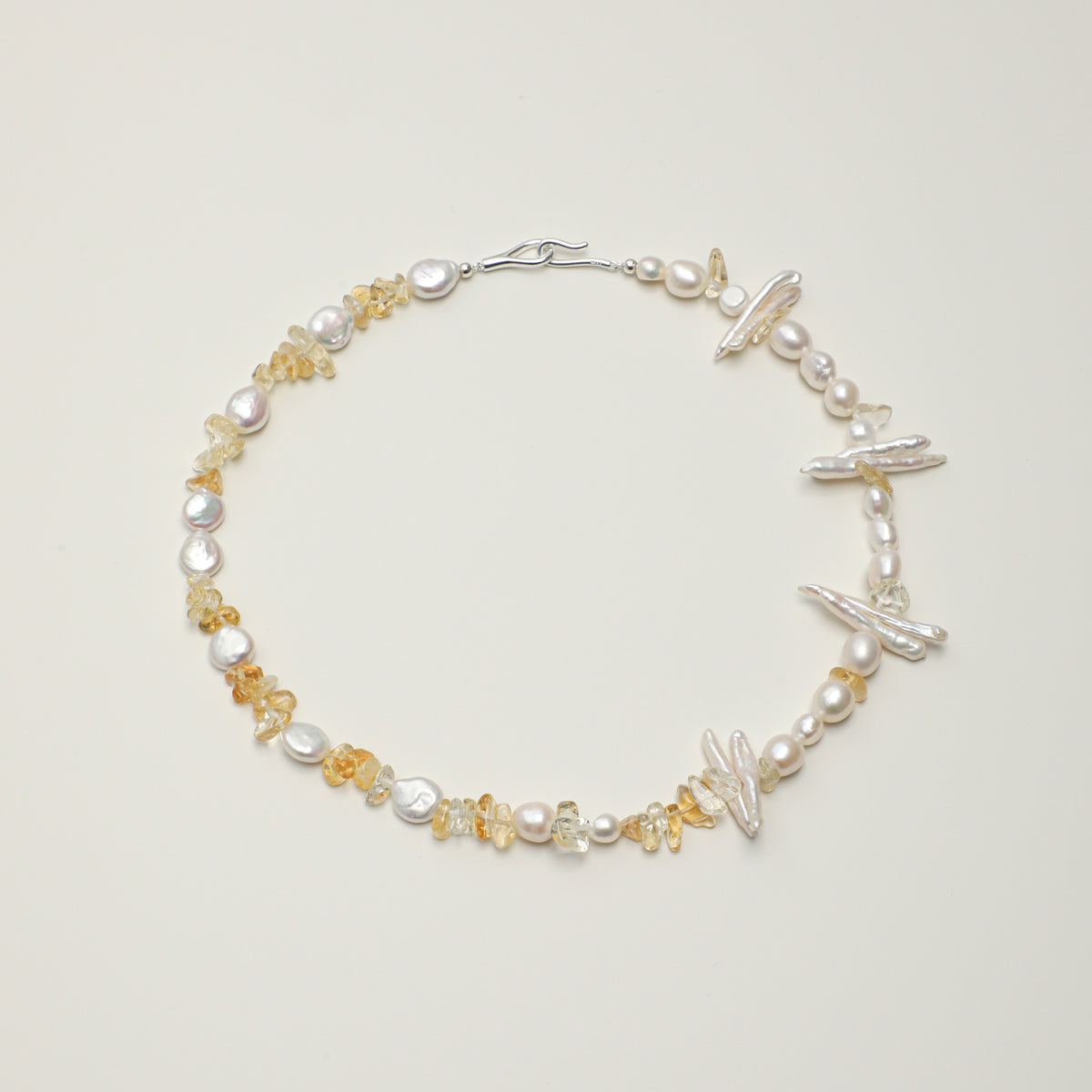 Citrine & Baroque Pearl Necklace - Branch Detail - product photograph