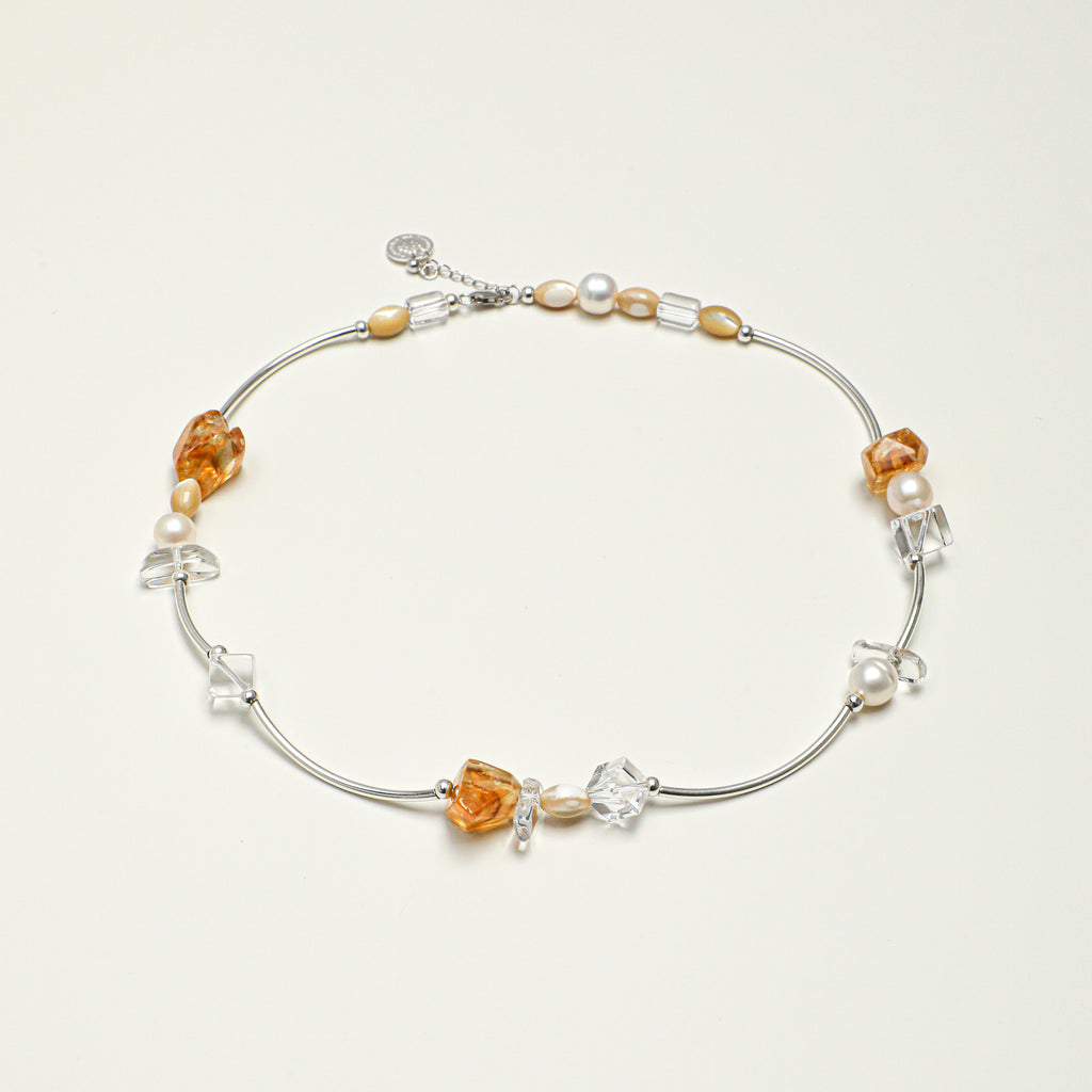 Citrine Clear Quartz Freshwater Pearl Necklace main product image