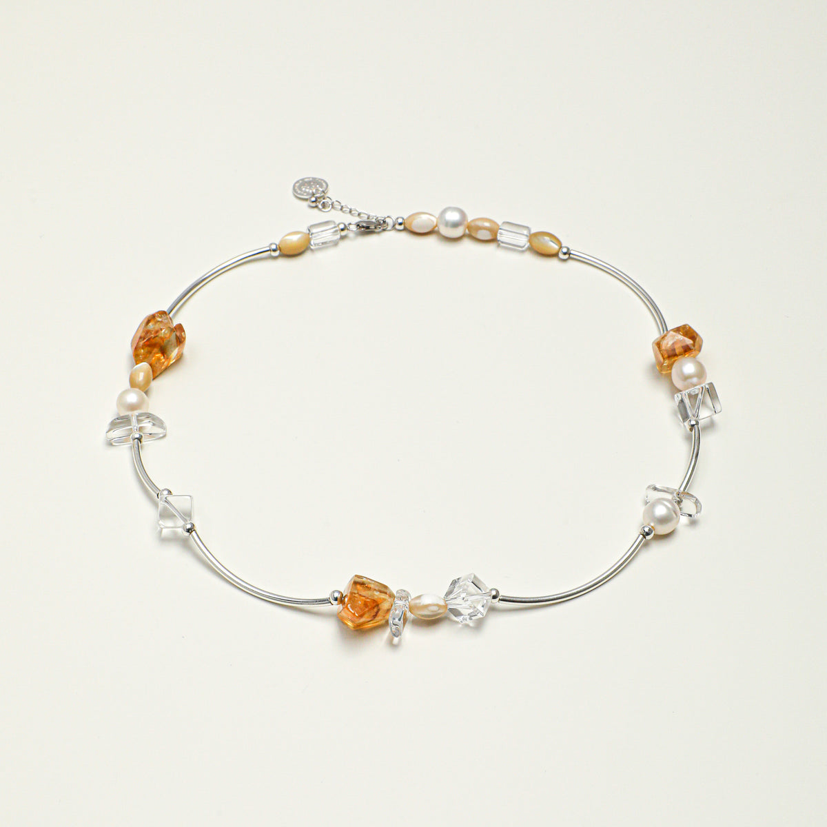 Citrine Clear Quartz Freshwater Pearl Necklace main product image