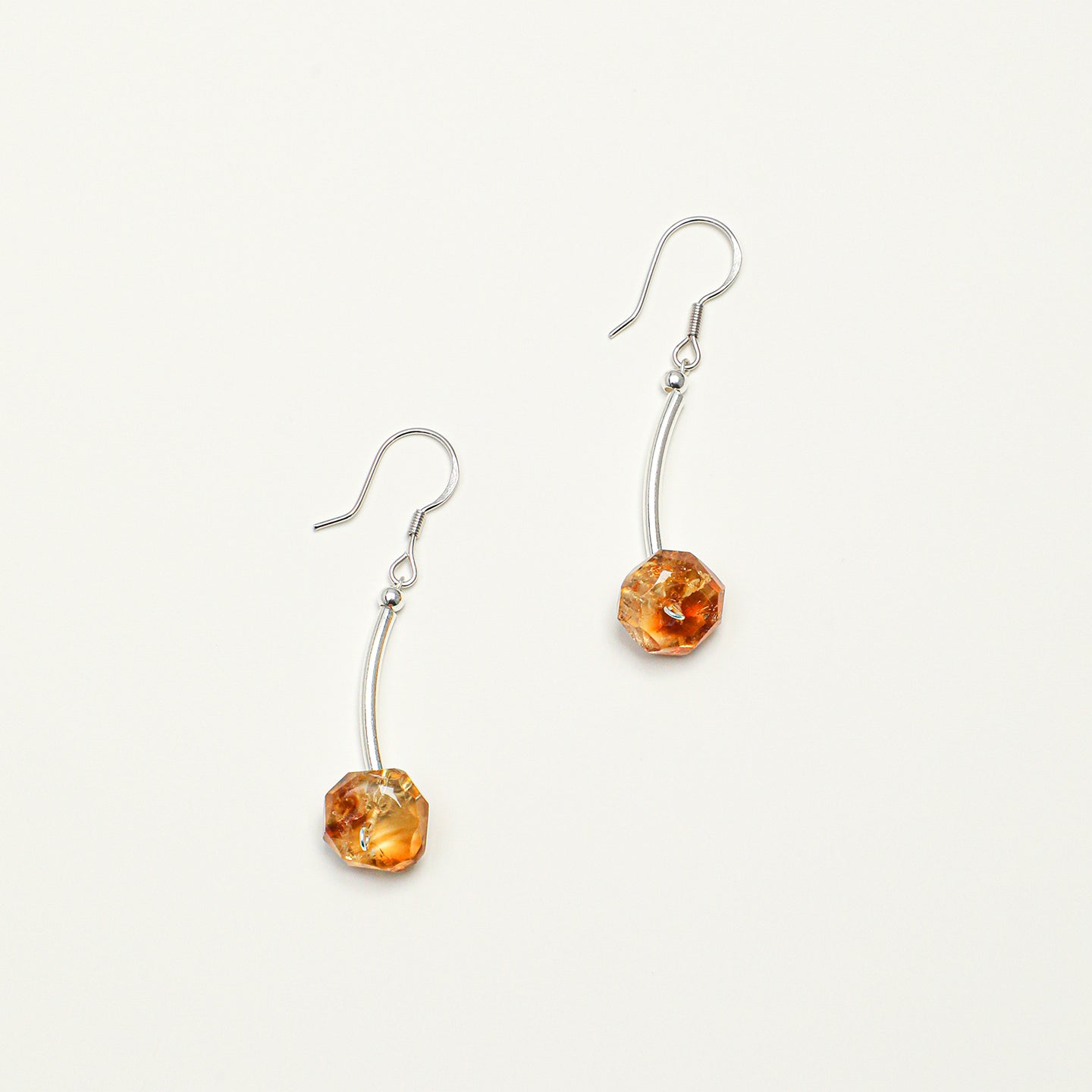 Citrine Earrings – Faceted Drop, Sterling Silver