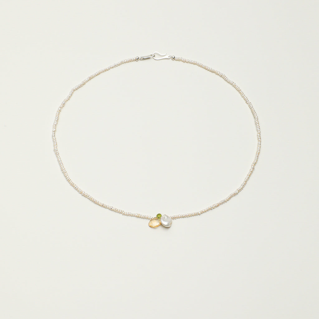 Citrine peridot freshwater pearl necklace PS2508349 main product image