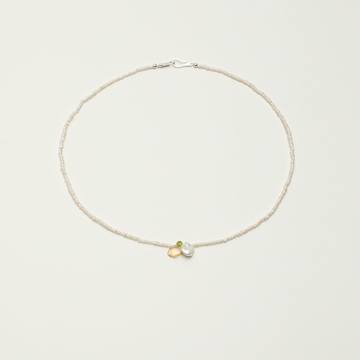 Citrine, Peridot & Freshwater Pearl Drop Necklace