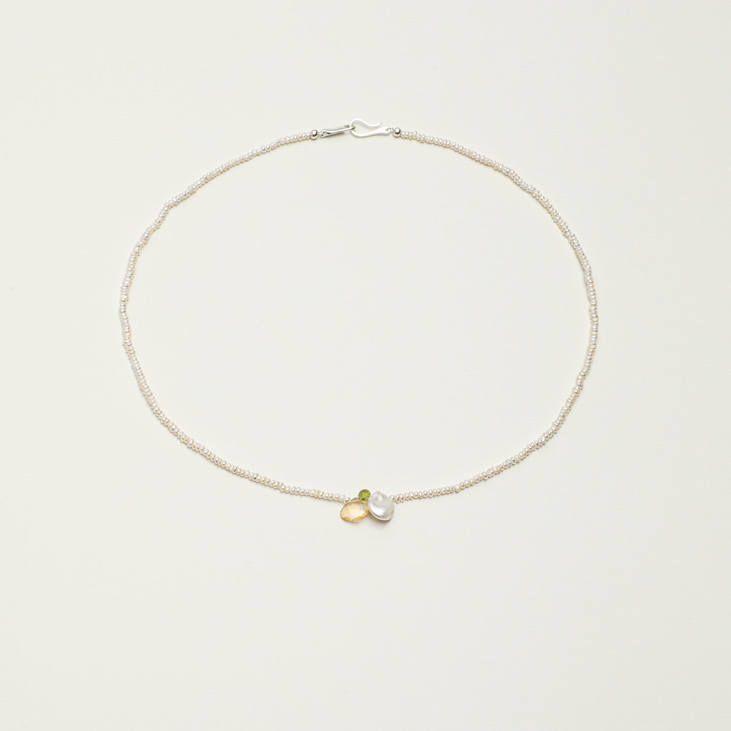 Citrine peridot freshwater pearl necklace PS2508349 main product image