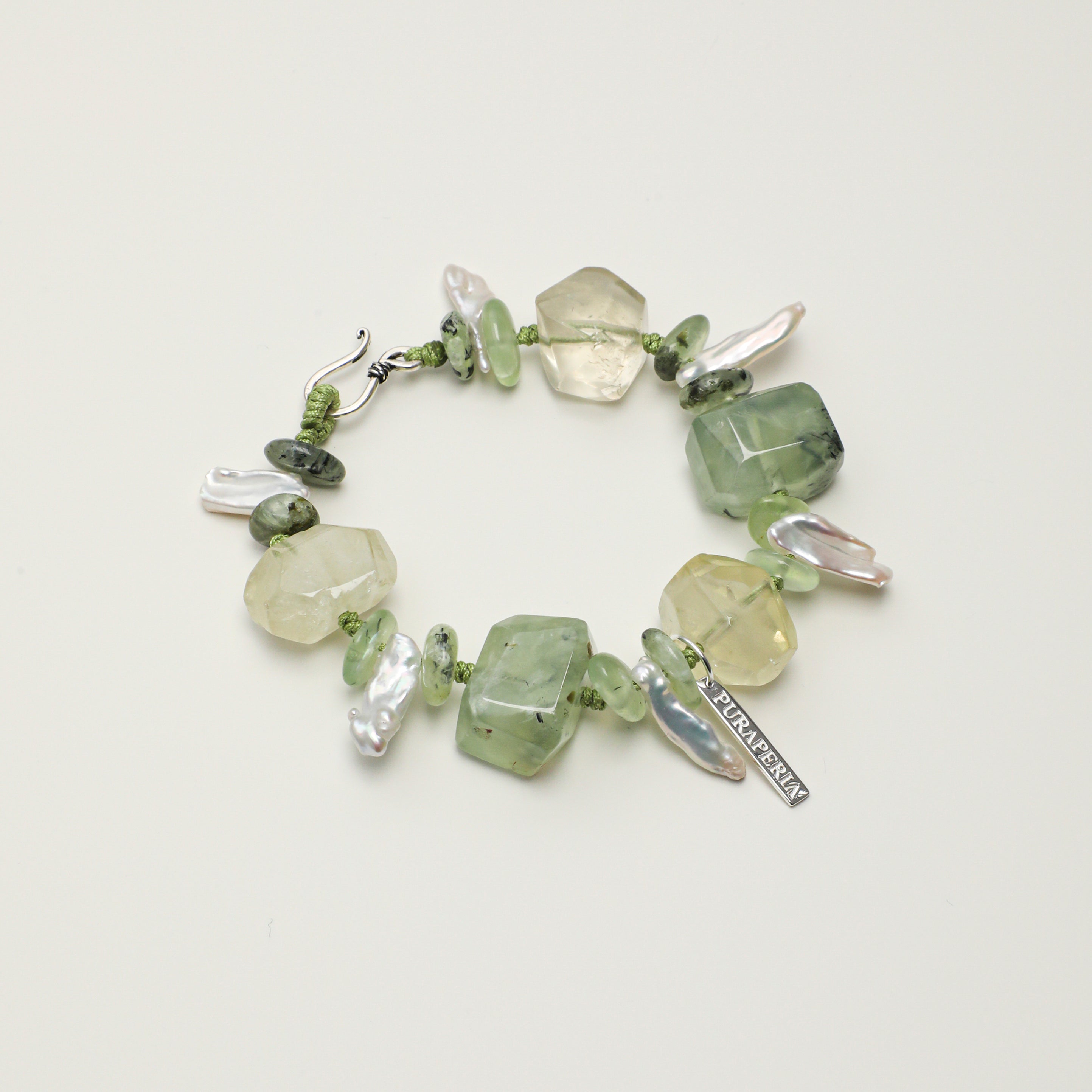 Citrine Prehnite Baroque Freshwater Pearl Bracelet PS2508279 main product image
