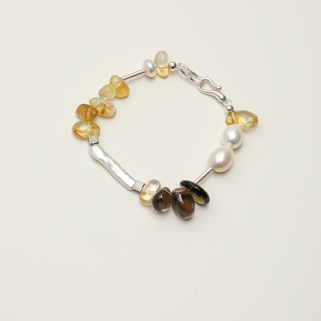 Citrine, Smoky Quartz & Freshwater Pearl Bracelet main product image
