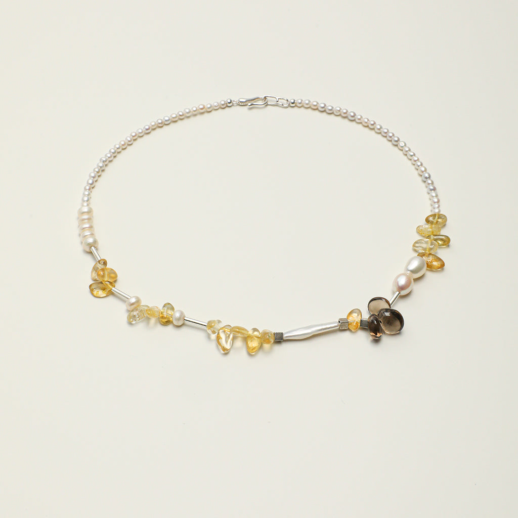 Citrine Smoky Quartz Freshwater Pearl Necklace main product image