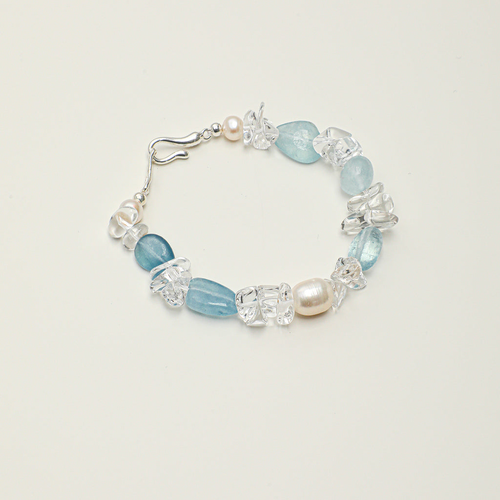 Clear Quartz, Aquamarine & Freshwater Pearl Bracelet main product image