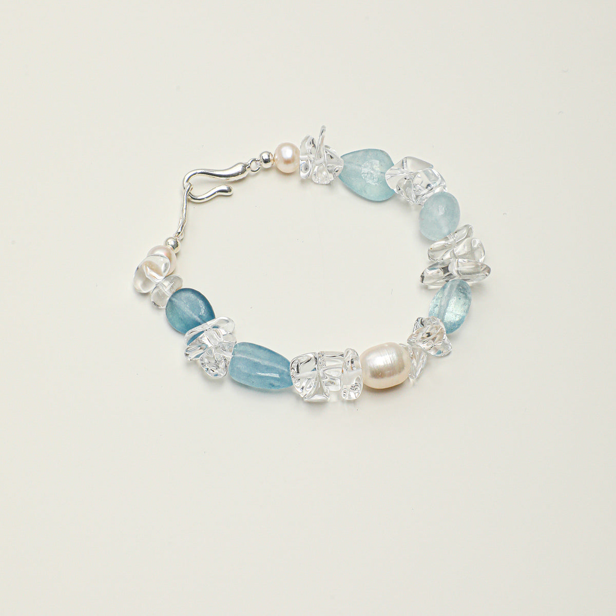 Clear Quartz, Aquamarine & Freshwater Pearl Bracelet main product image