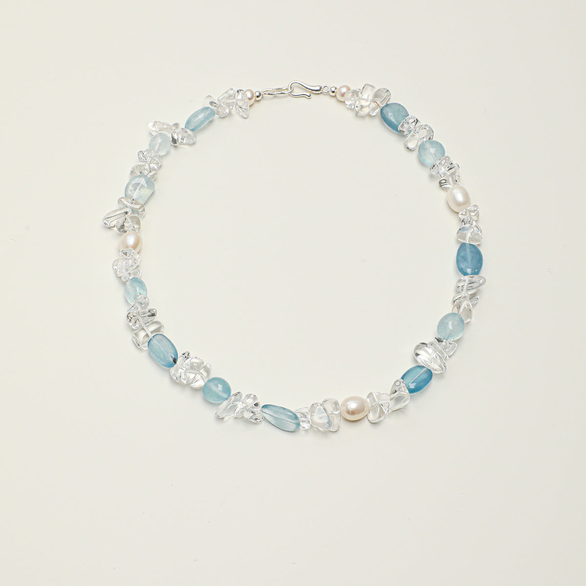 Clear Quartz, Aquamarine & Pearl Necklace – 42 cm main product image