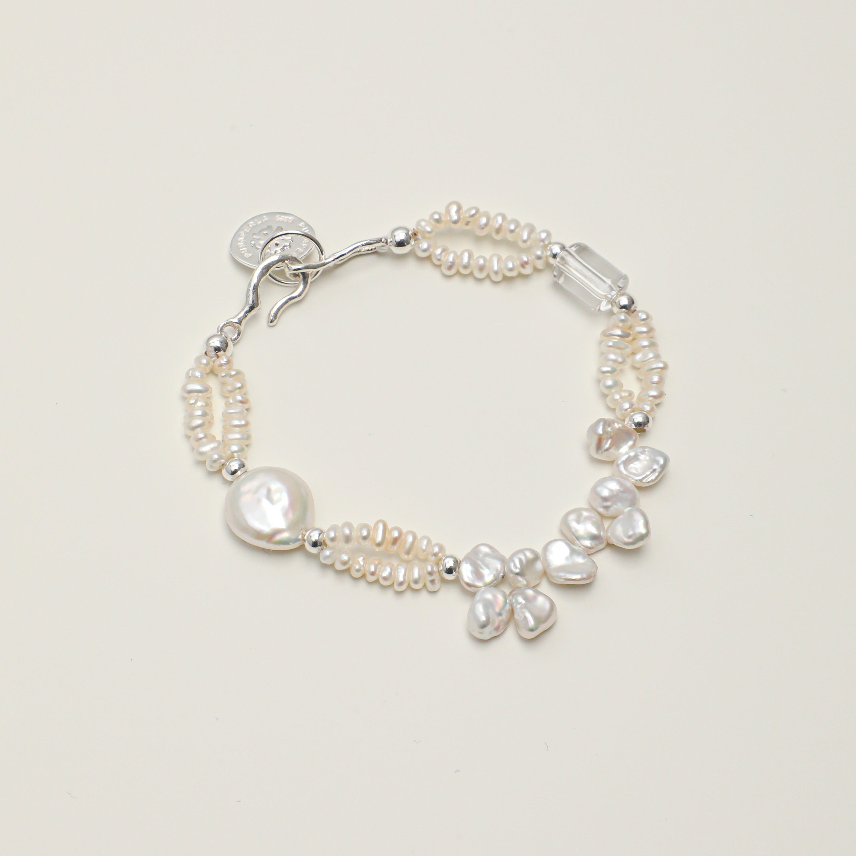 Clear Quartz Baroque Freshwater Pearl Bracelet PS2508209 main product image