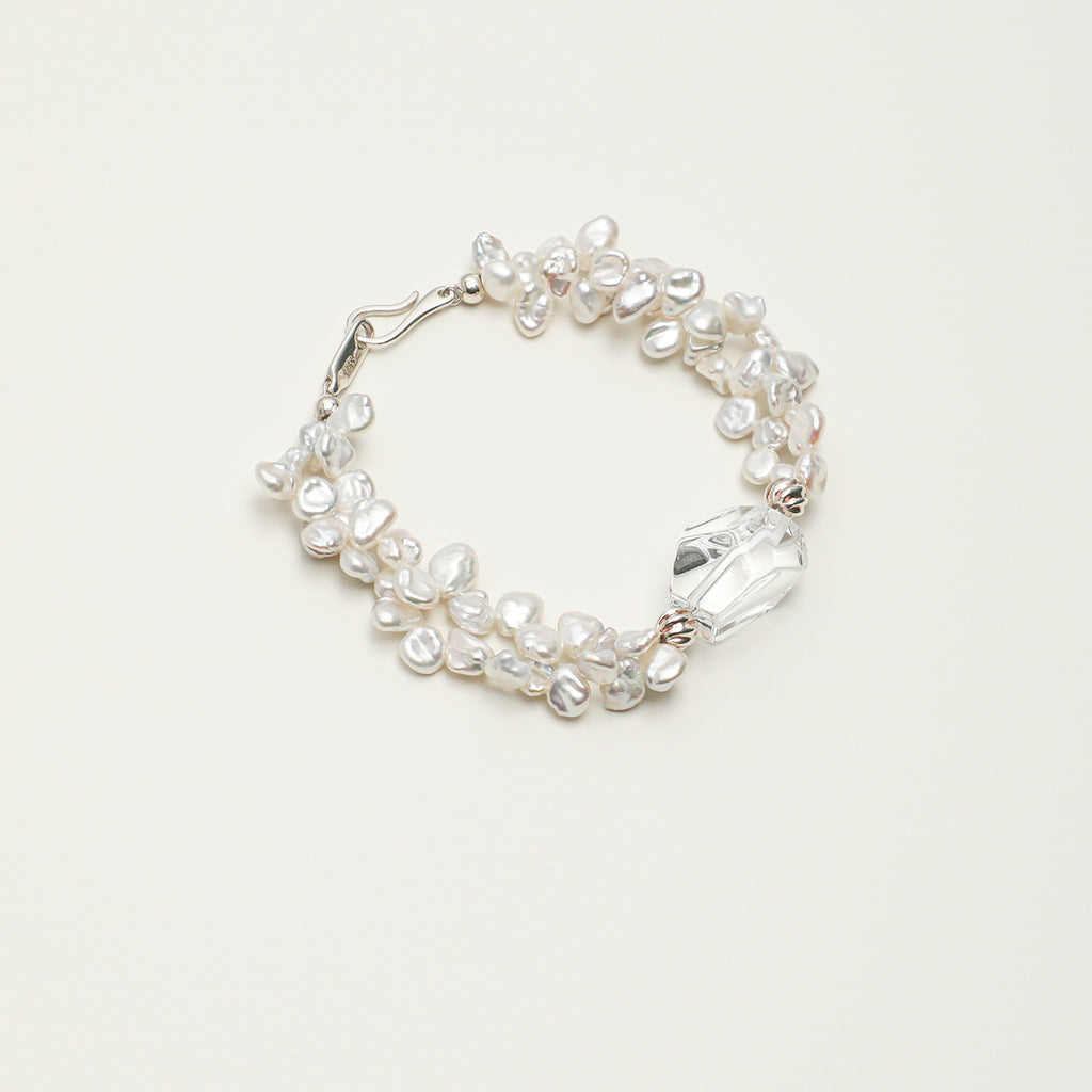 Clear Quartz Baroque Freshwater Pearl Bracelet main product image