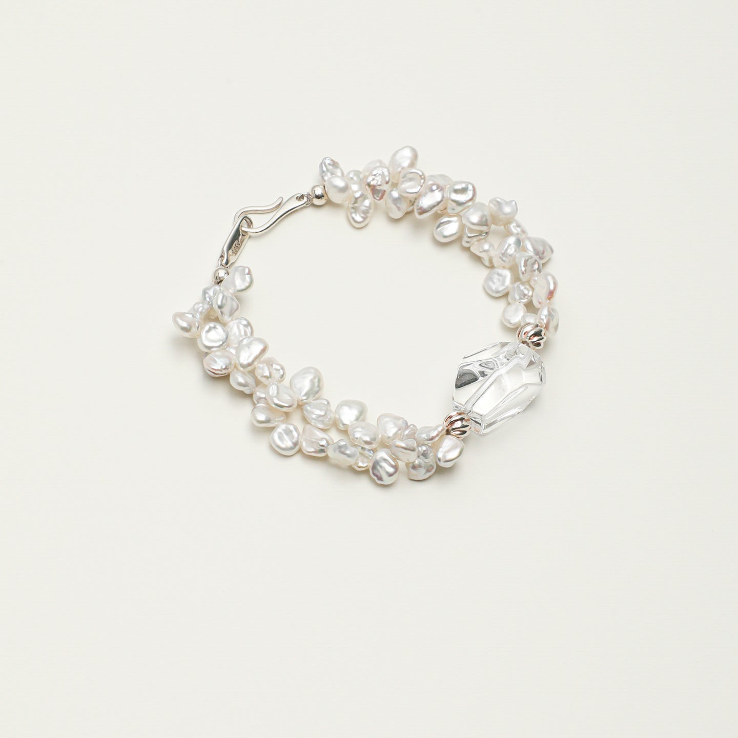 Clear Quartz Baroque Freshwater Pearl Bracelet PS2508303 main product image