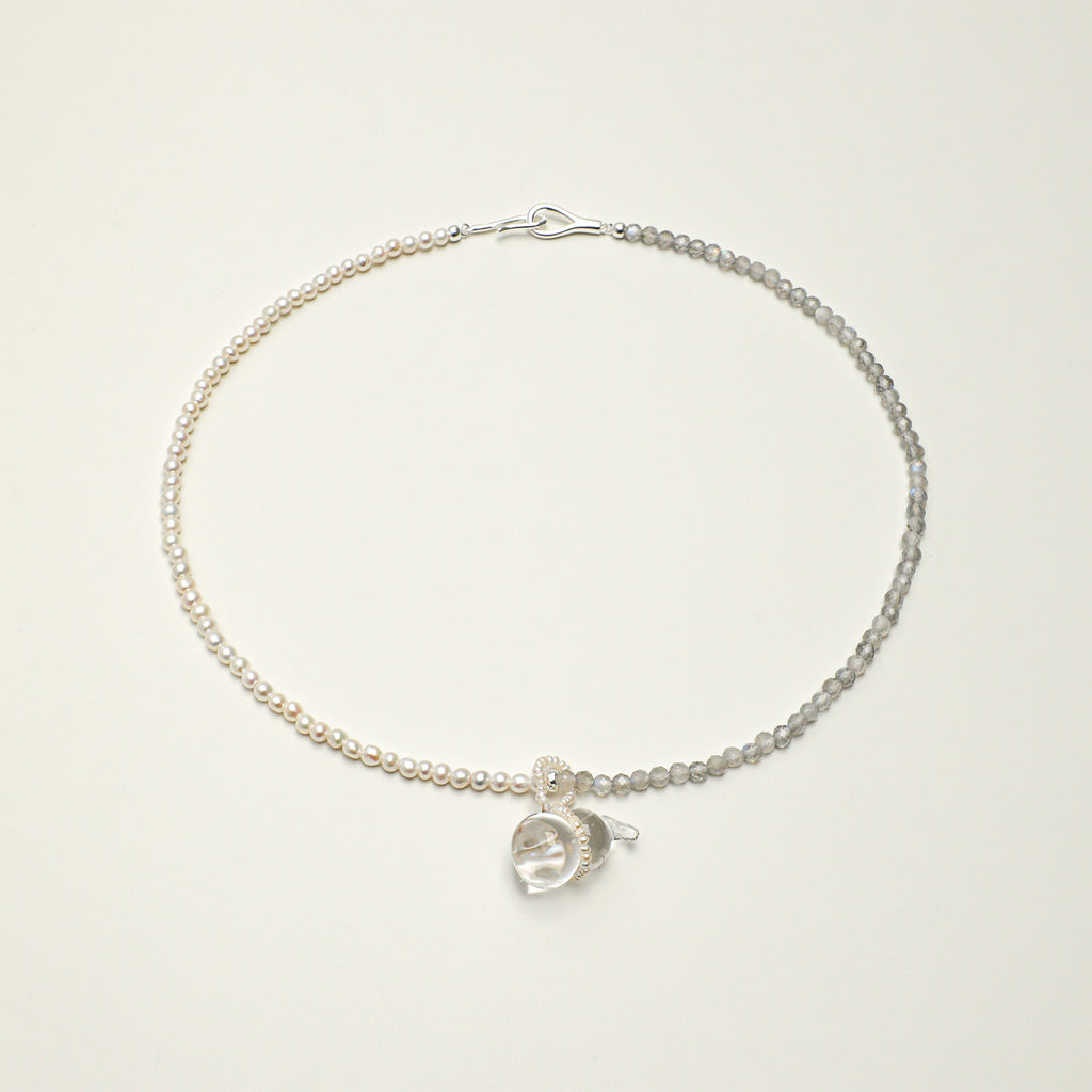 Clear Quartz Moonstone Grey Freshwater Pearl Necklace main product image
