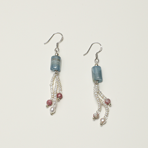 Clear Quartz Tourmaline Freshwater Pearl Earrings main product image